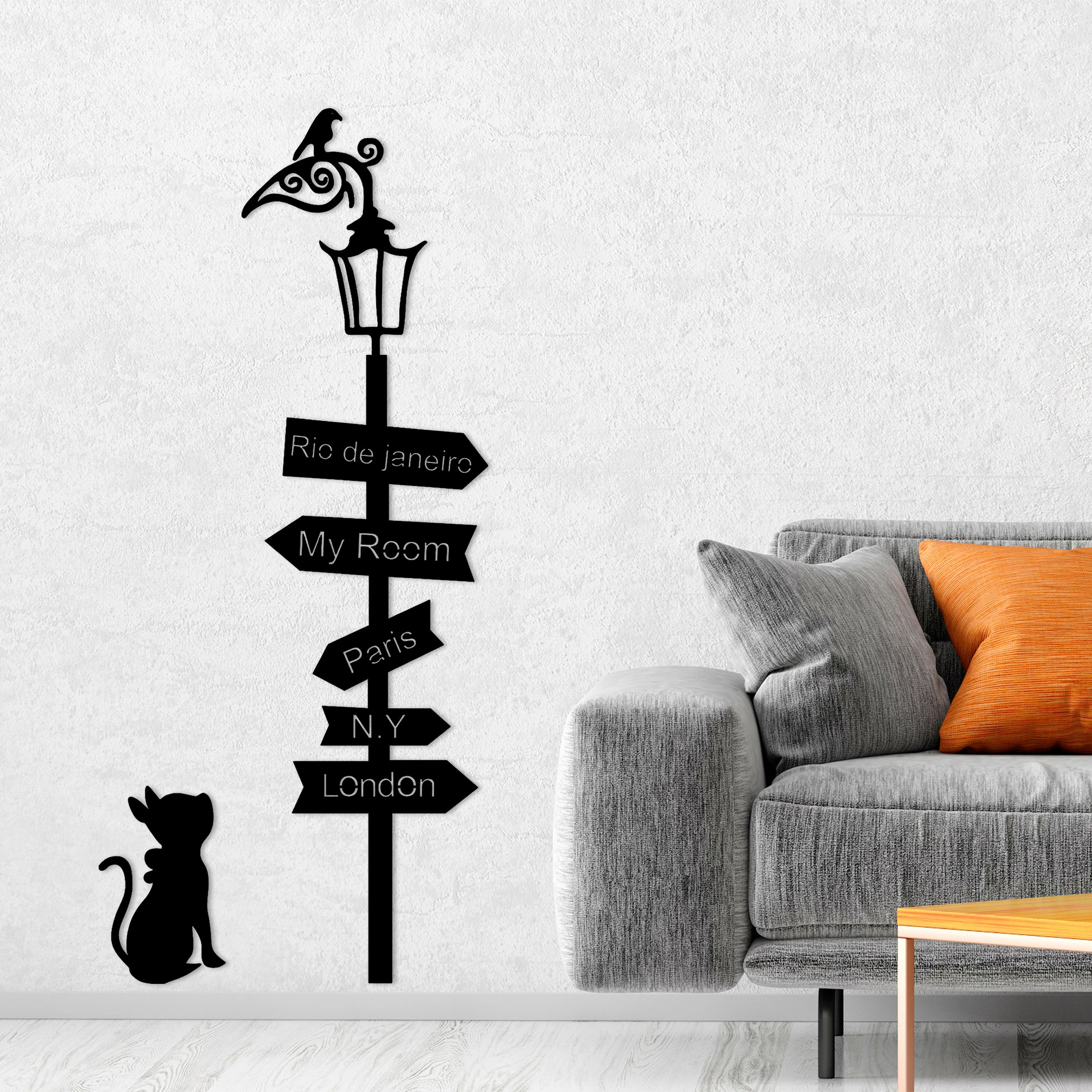 Aksesor dekorativ metalik për mur Wallity, Where To Go?