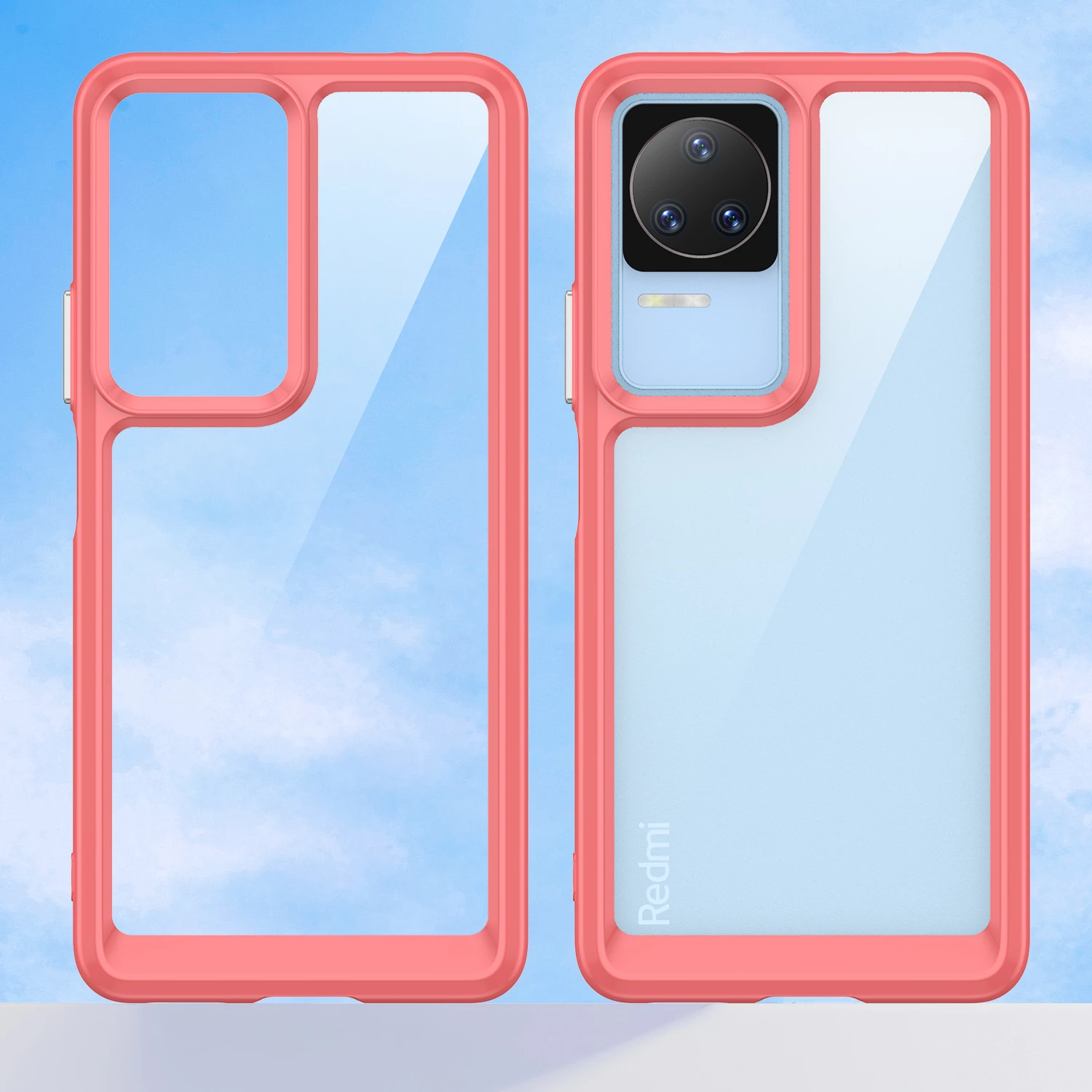 Mbështjellës Hurtel Outer Space Case për Xiaomi Poco F4 5G, kornizë fleksibile, i kuq