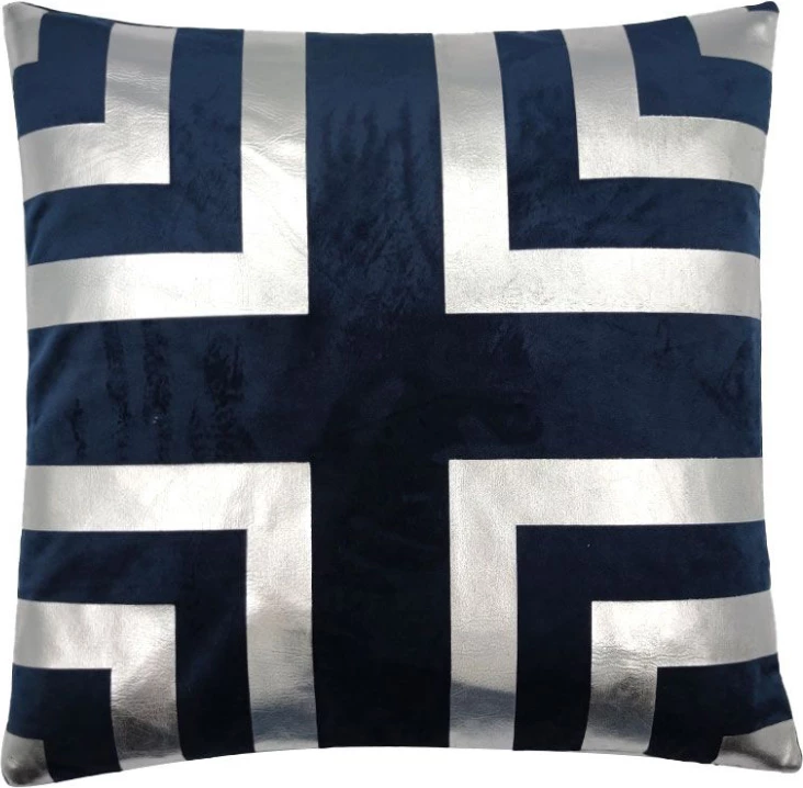 Jastëk dekorativ Illusion, kadife, ngjyrë kaltër-argjend, 45x45cm