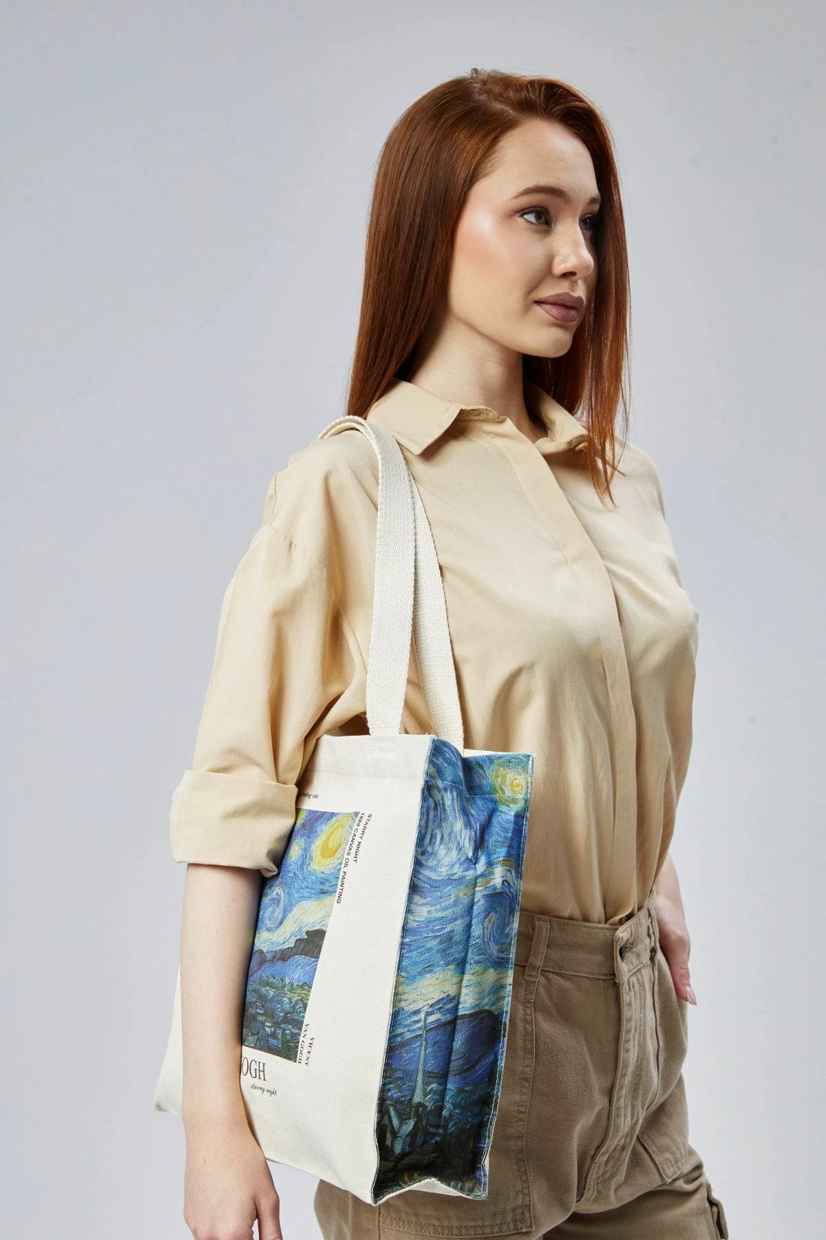 Torbë tote Zoozie Bags, krem, 2270, dizajn Van Gogh Starry Night