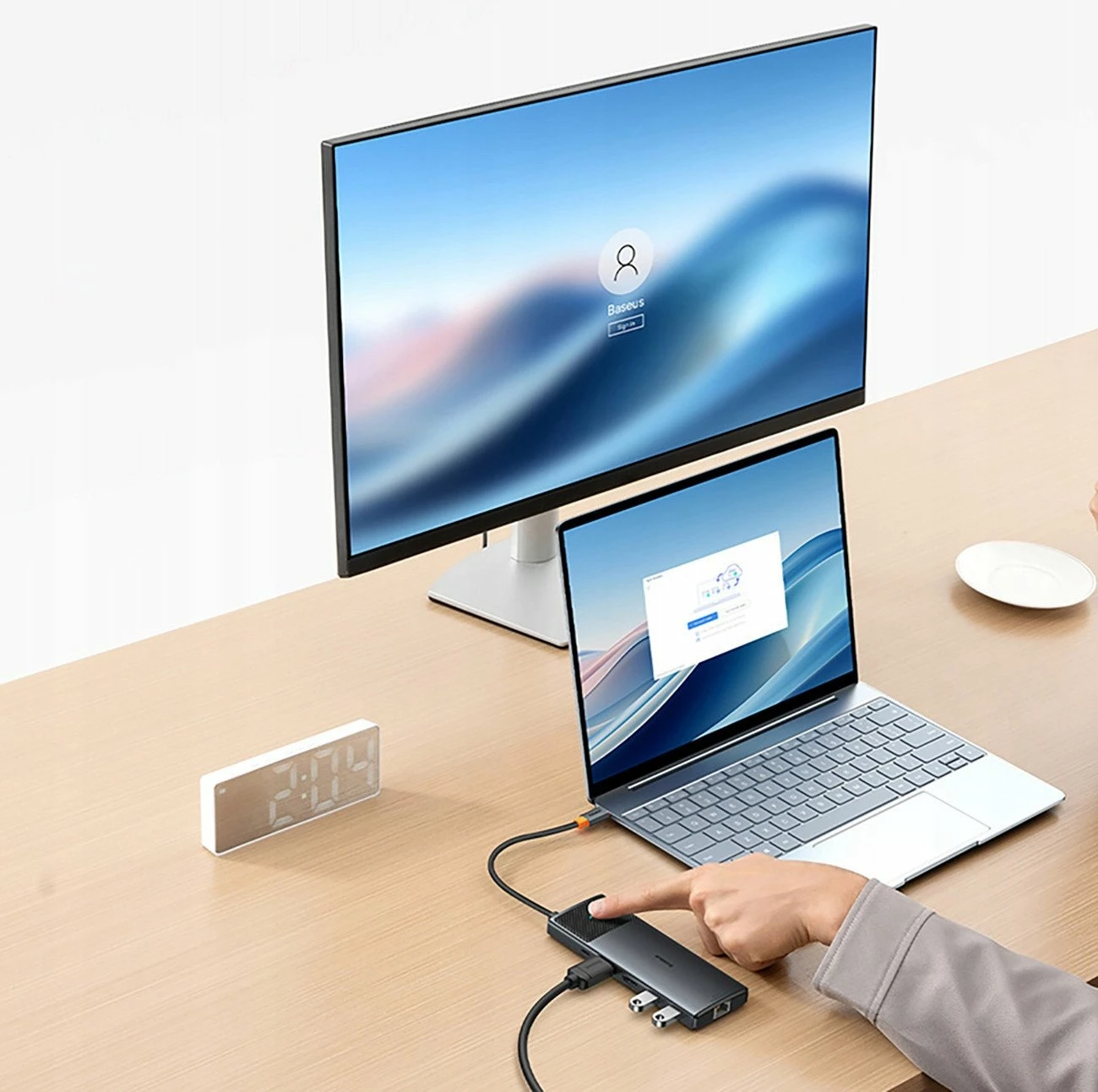 Hub USB-C Baseus Metal Gleam II 10n1, 2x HDMI 4K, RJ45, SD/TF, PD 100W, gri