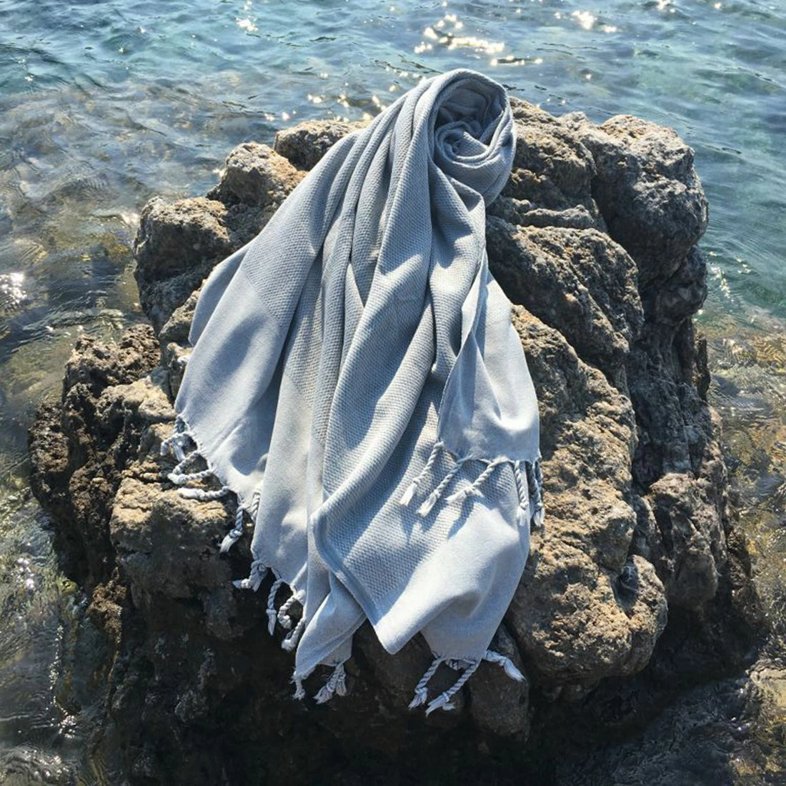 Peshqir plazhi Fouta Mijölnir, pambuk 100%, ngjyrë gri, 90x175cm