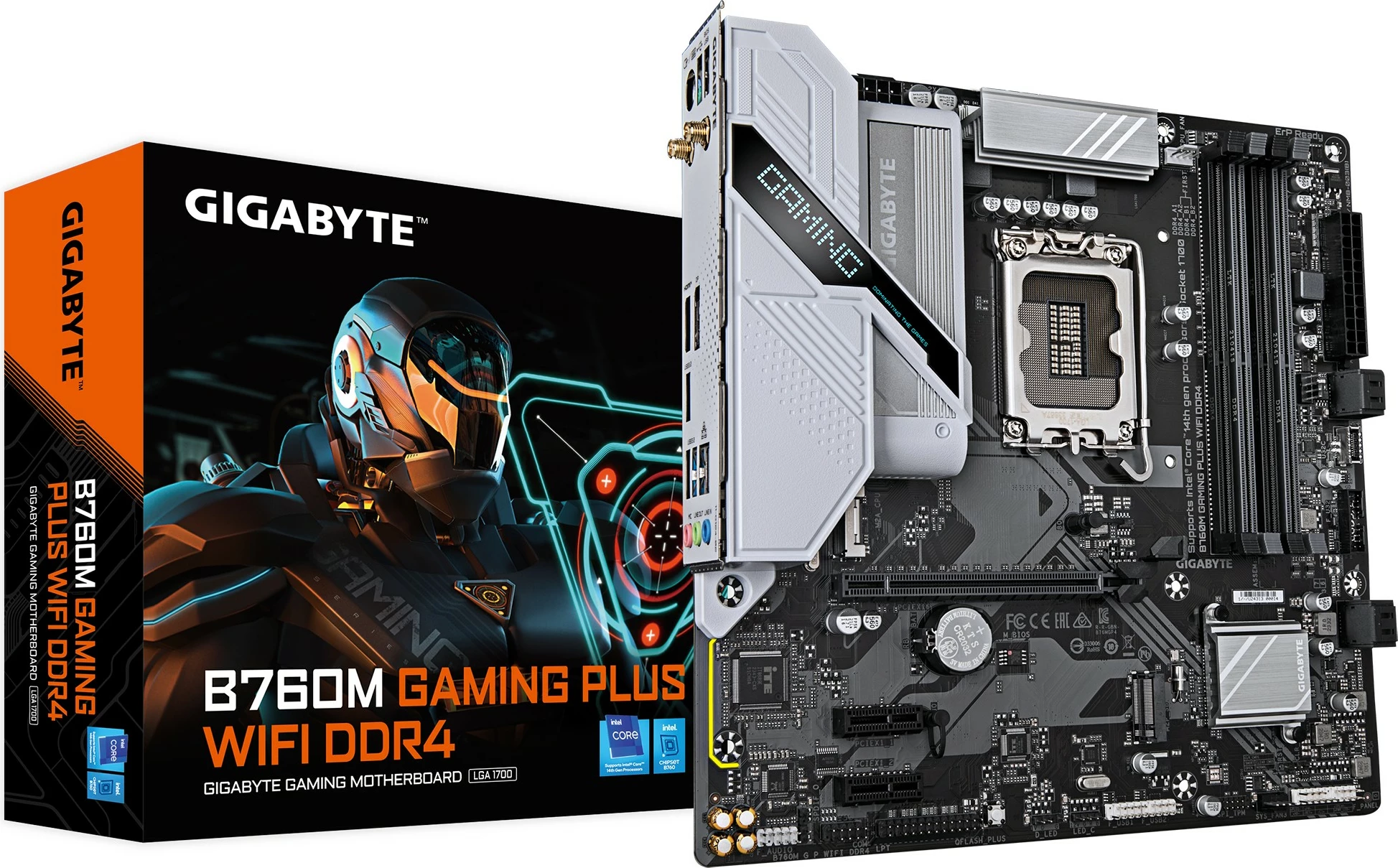 Pllakë amë Gigabyte B760M GAMING PLUS WIFI DDR4, LGA 1700, Wi-Fi 6, PCIe 4.0, e zezë/gri