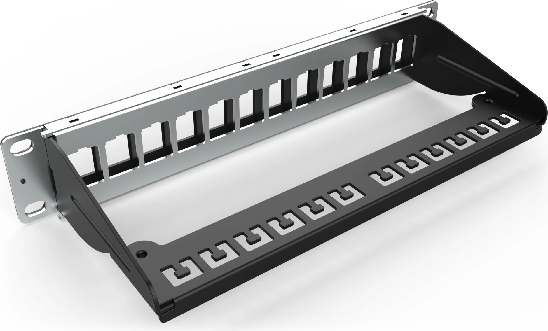 Patch panel Digitus modular 12-port, rack mounting 1U, e zezë