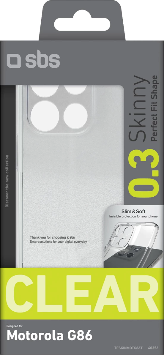 Mbështjellës SBS Skinny Cover TPU për Motorola Moto G86, transparent