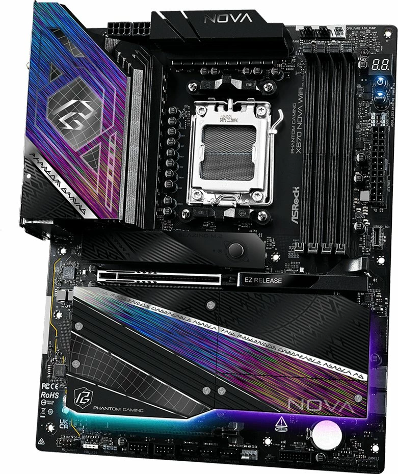 Pllakë amë ASRock X870 Nova WiFi Phantom Gaming ATX, DDR5, Wi‑Fi 7, USB4
