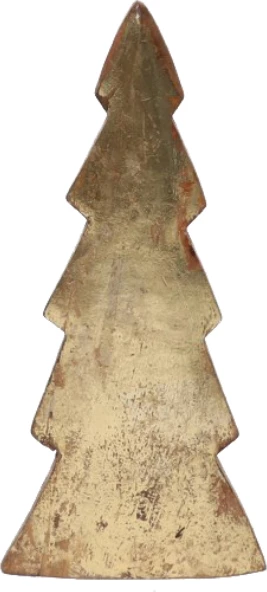 Dekor pemë për Krishtlindje, dru mango, ngjyrë ari, 14x3x30cm