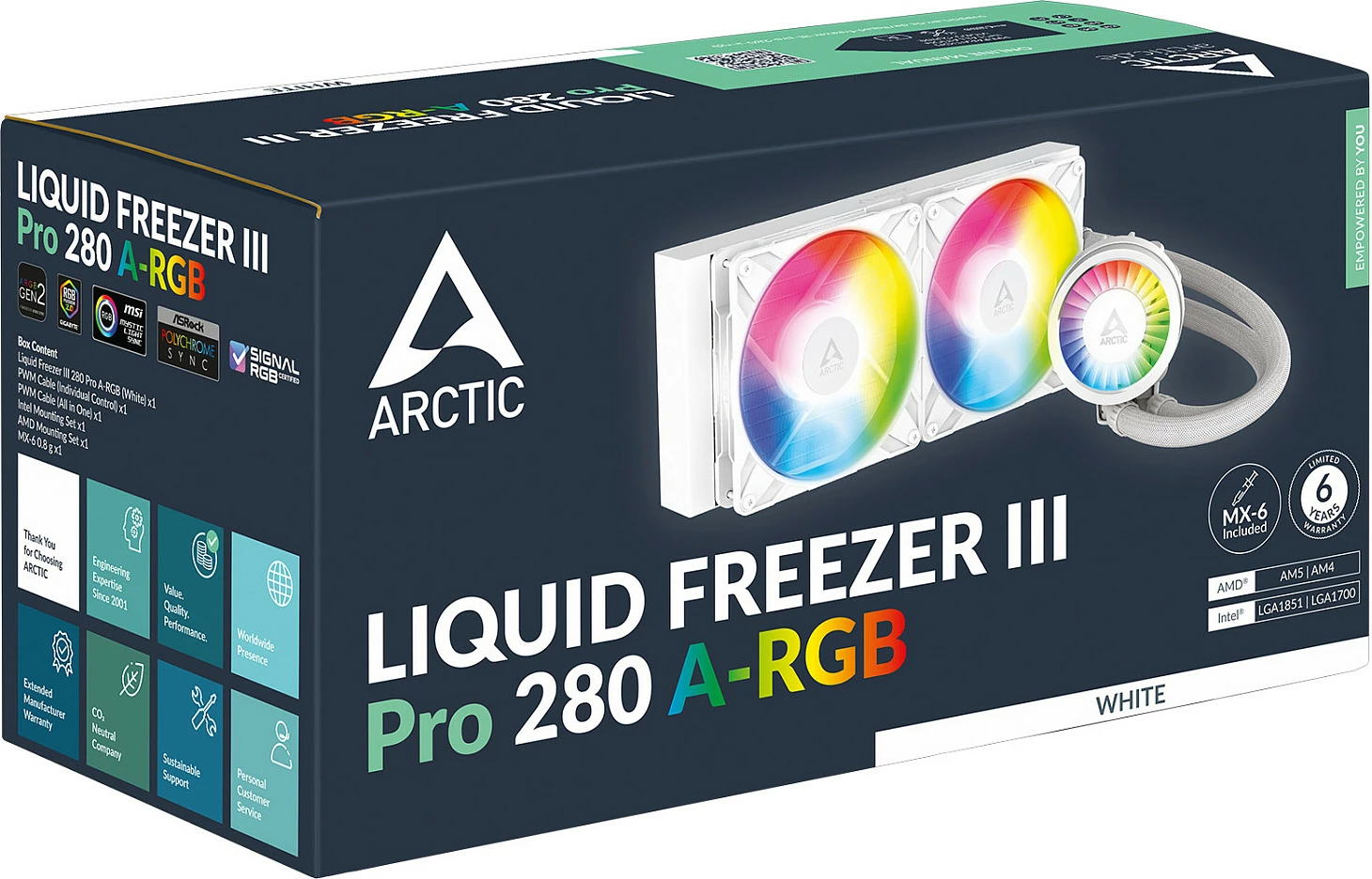 Ftohës uji AIO për CPU ARCTIC Liquid Freezer III Pro 280 A-RGB, 280mm, i bardhë