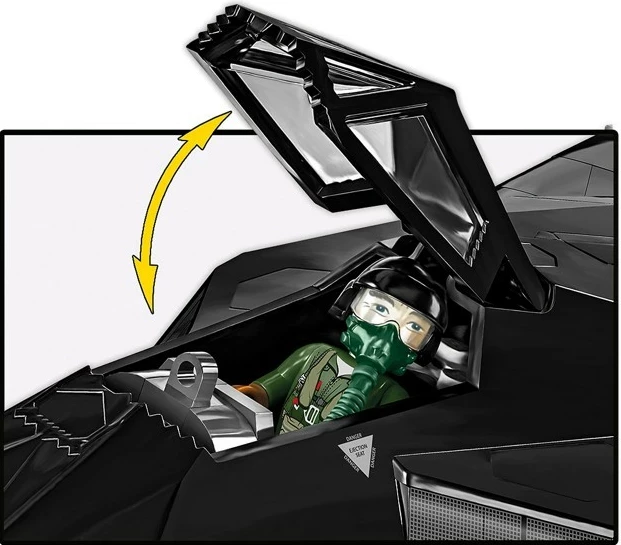 Set blloqe Cobi Lockheed F-117 Nighthawk, 795 pjesë, me figurë piloti, e zezë