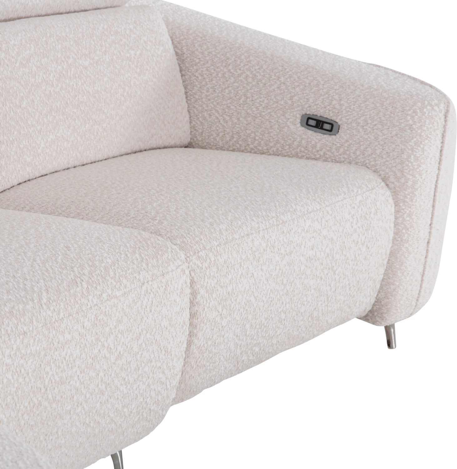 Këndore e majtë treshe me recline Valente, material teddy bezhë, CD3317.02L, 275x160x104cm