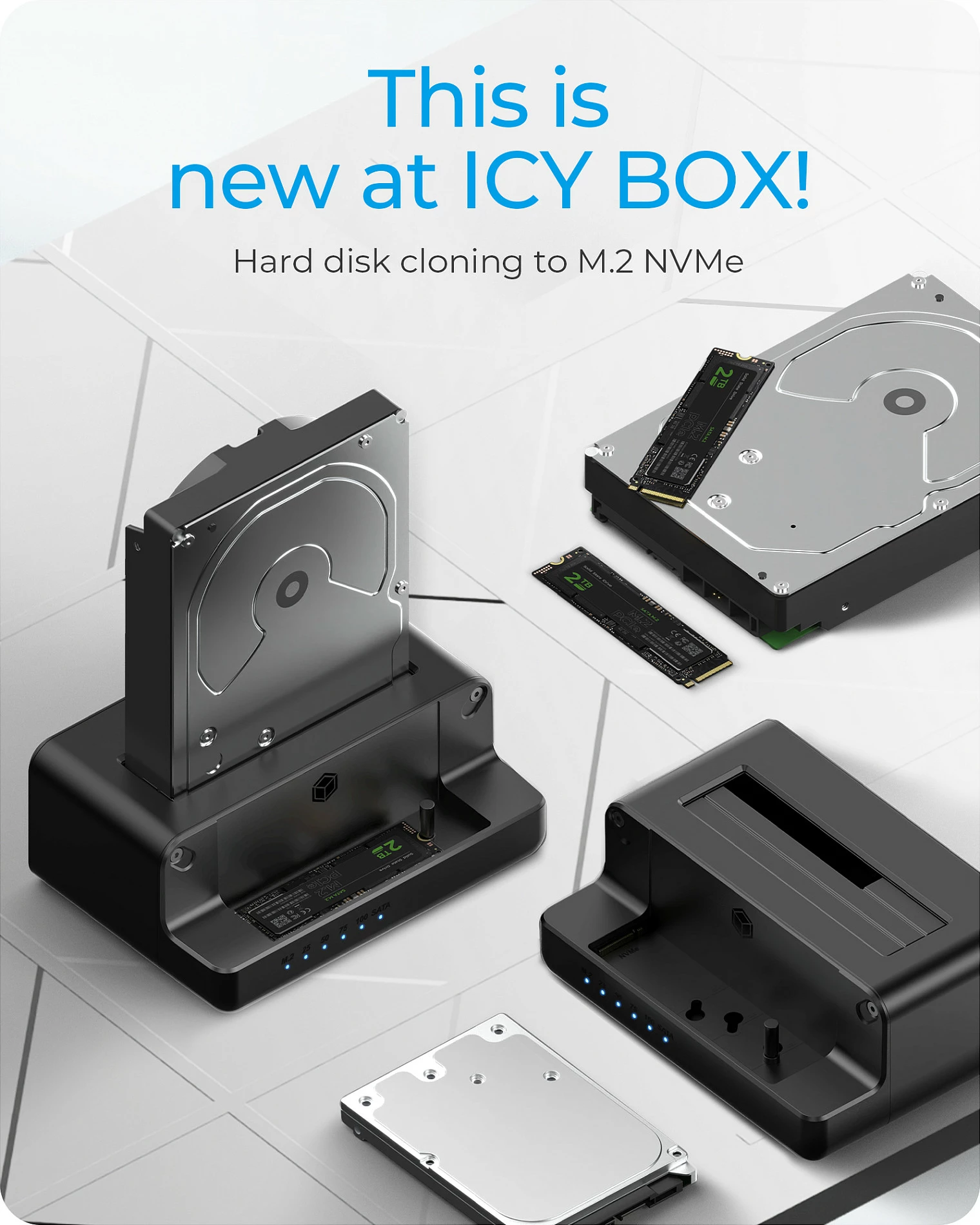 Kasë e jashtme ICY BOX IB-2914MSCL-C31, për HDD/SSD 2.5/3.5/M.2, USB 3.2 Gen 2, e zezë
