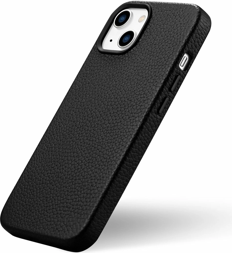 Mbështjellës iCarer Litchi Premium lëkurë për iPhone 14 Plus me MagSafe, i zi