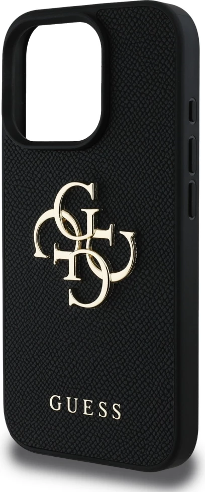 Mbështjellës Guess Grained Big 4G Logo Small Classic Logo për iPhone 16 Pro, i zi