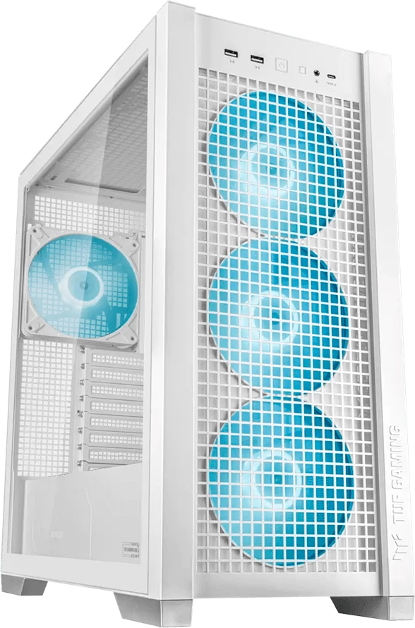 Kasë ASUS TUF Gaming GT302 ARGB ATX/EATX Midi Tower, 4x 140mm ARGB fans, USB-C, White