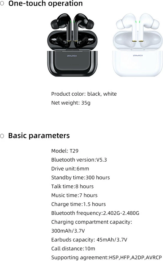 Kufje Me Bluetooth AWEI T29 (Zezë)