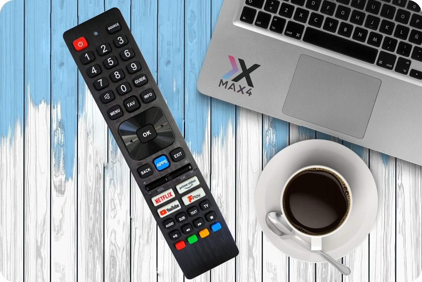 Telekomandë TV universale Lamex LXP0140N për Sharp, me butona Netflix/Prime/YouTube, IR, e zezë, me 2 bateri