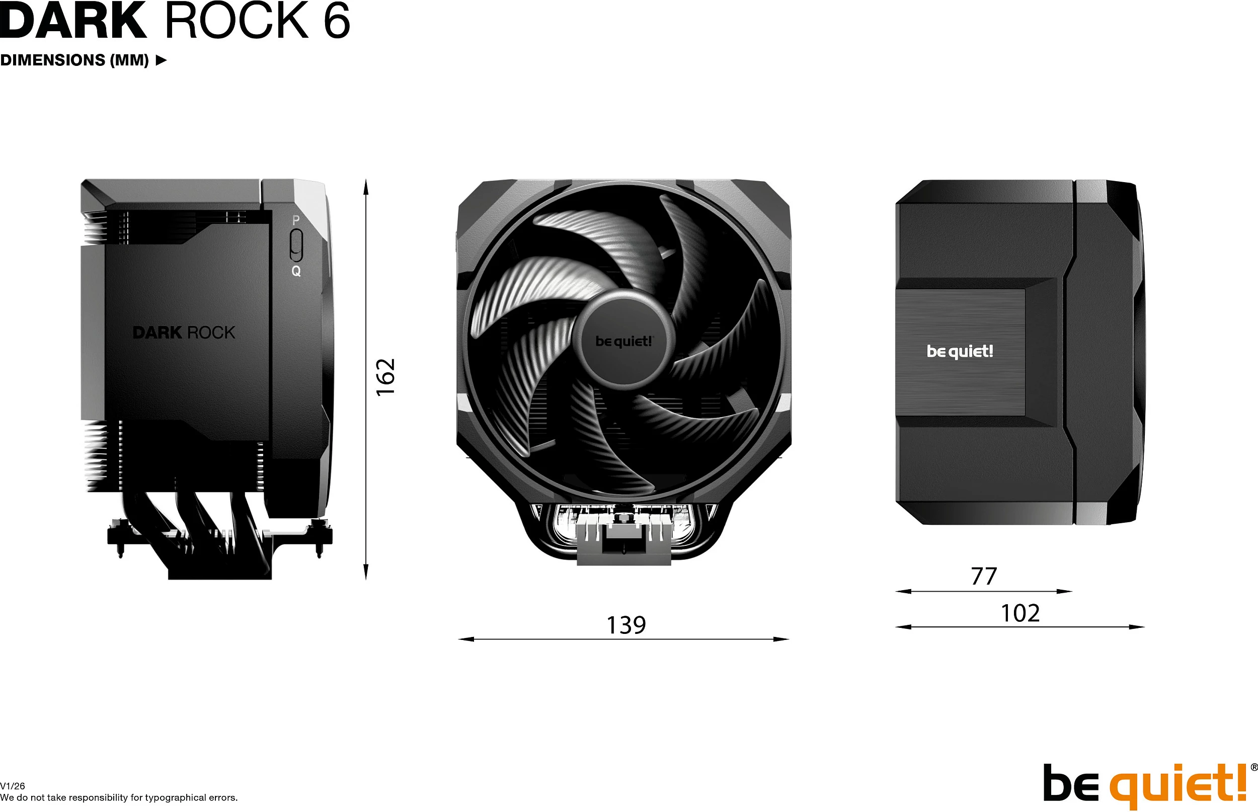 Ftohës procesori be quiet! Dark Rock 6, 135mm PWM, AM5/AM4, LGA1851/1700/1200/115x, i zi