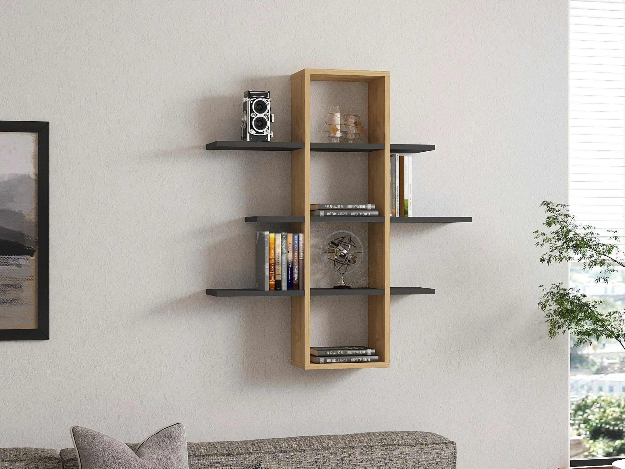 Raft muri Skye Decor, ngjyrë safir dhe antracit