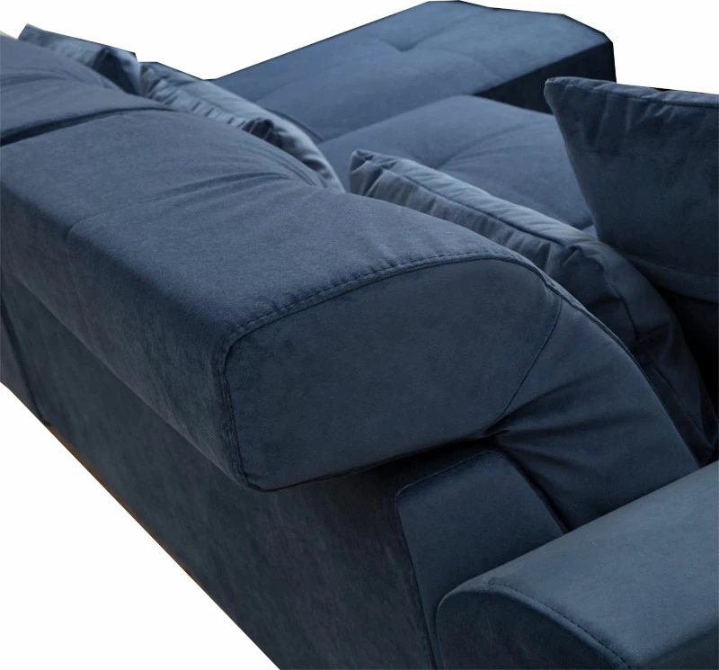 Kënd divani PWF-0575 këndi i djathtë pëlhurë blu 308/190x92cm