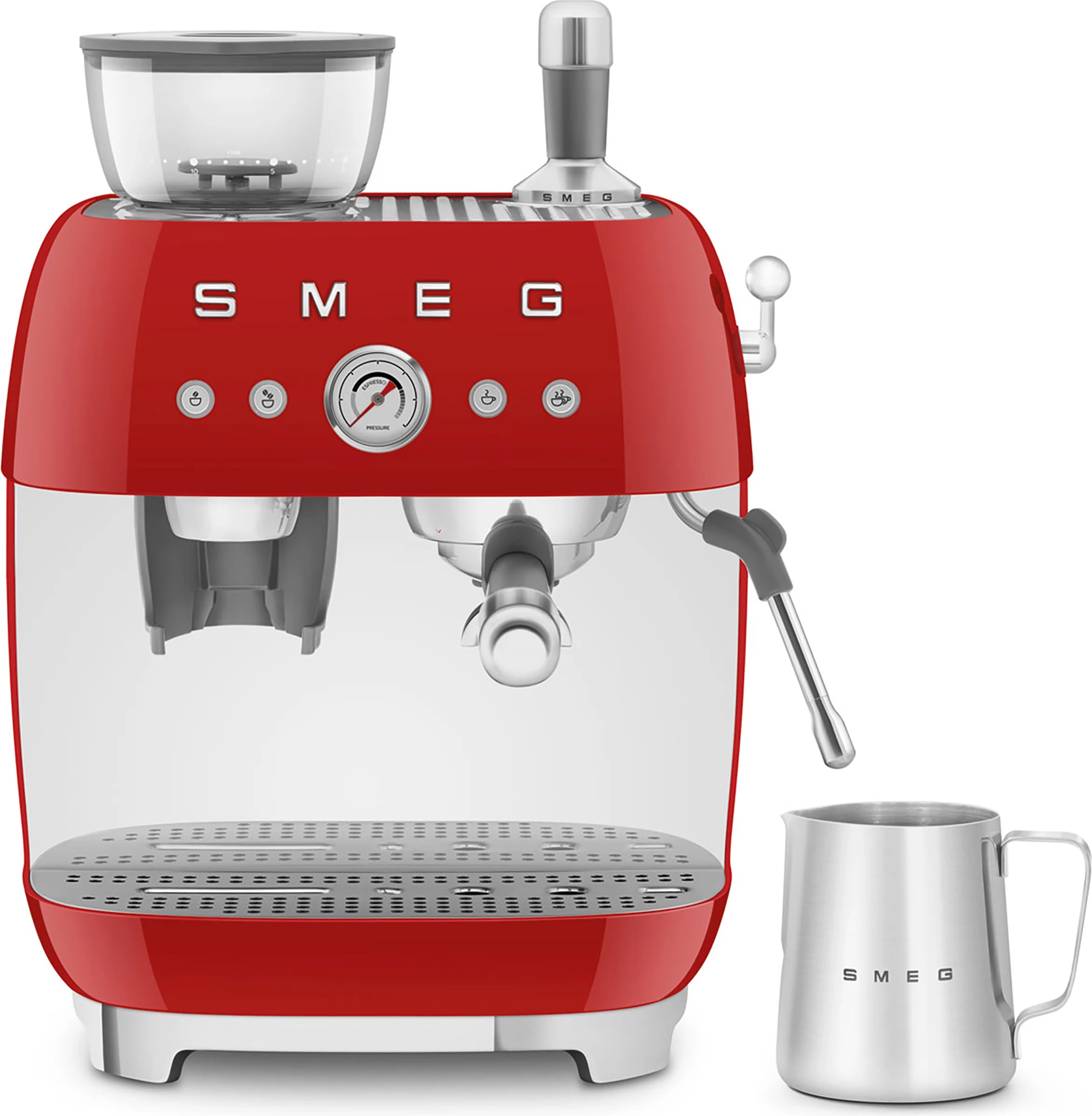 Makinë espresso Smeg EGF03RDEU 2.4 L, me mulli të integrum, 1350 W, 15/20 bar, e kuqe