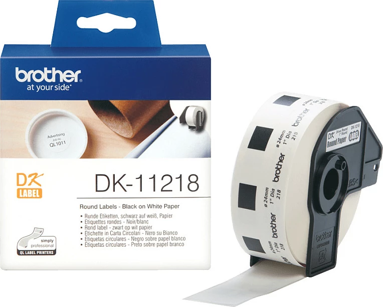 Etiketa rrethore Brother DK-11218, Ø24 mm, 1000 copë, e bardhë