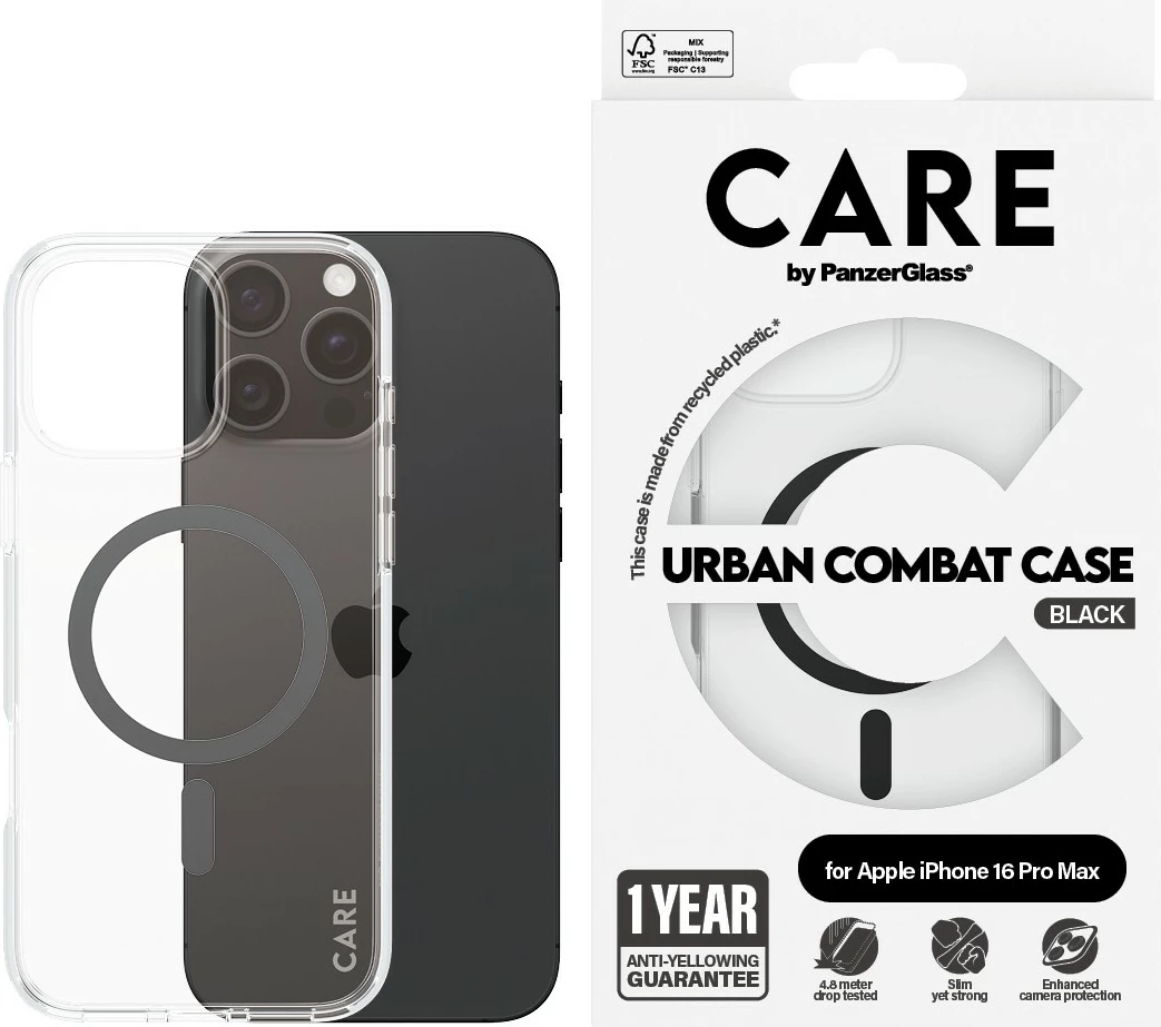 Mbështjellës PanzerGlass CARE Case Flagship MagSAFE për iPhone 16 Pro Max, transparent