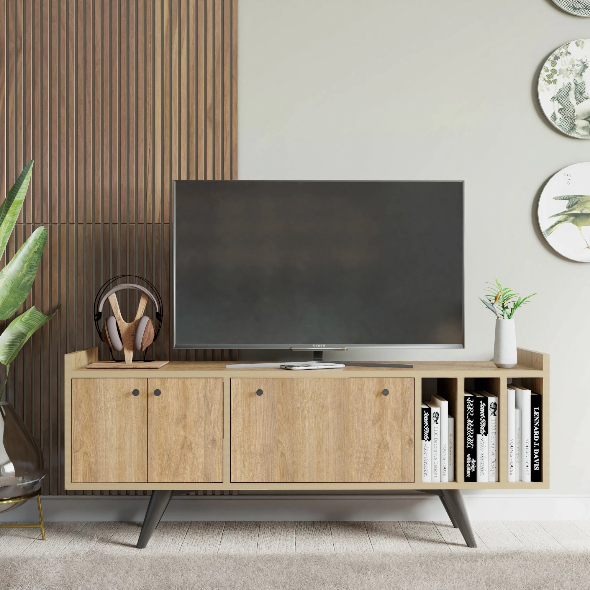 Komodë TV Skye Decor, ngjyrë lisi, Brukge