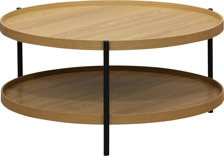 Tavolinë kafeje Portogie mdf natyrale - metal i zi D80x40cm