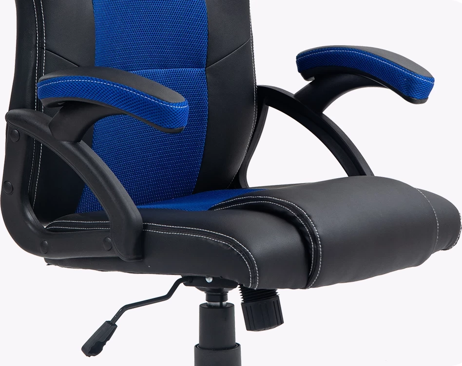 Karrige gaming/zyre UVI Storm UVI7002, rregullim lartësie 10 cm, mekanizëm butterfly, pjerrësi deri 30°, blu/e zezë