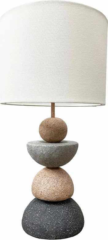 Llambë tavoline ZENSTONE A, bazë me ngjyra të ndryshme, abazhuri prej pëlhure të bardhë, 25.5x25.5x49cm