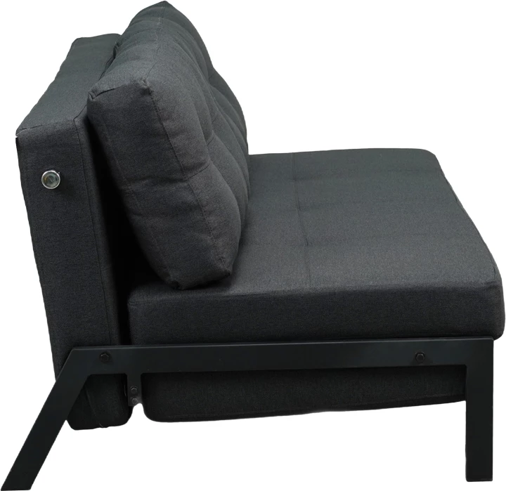 Krevat-sofa dy ulëse, ngjyrë gri e errët, këmbë të zeza, 150x92x77cm