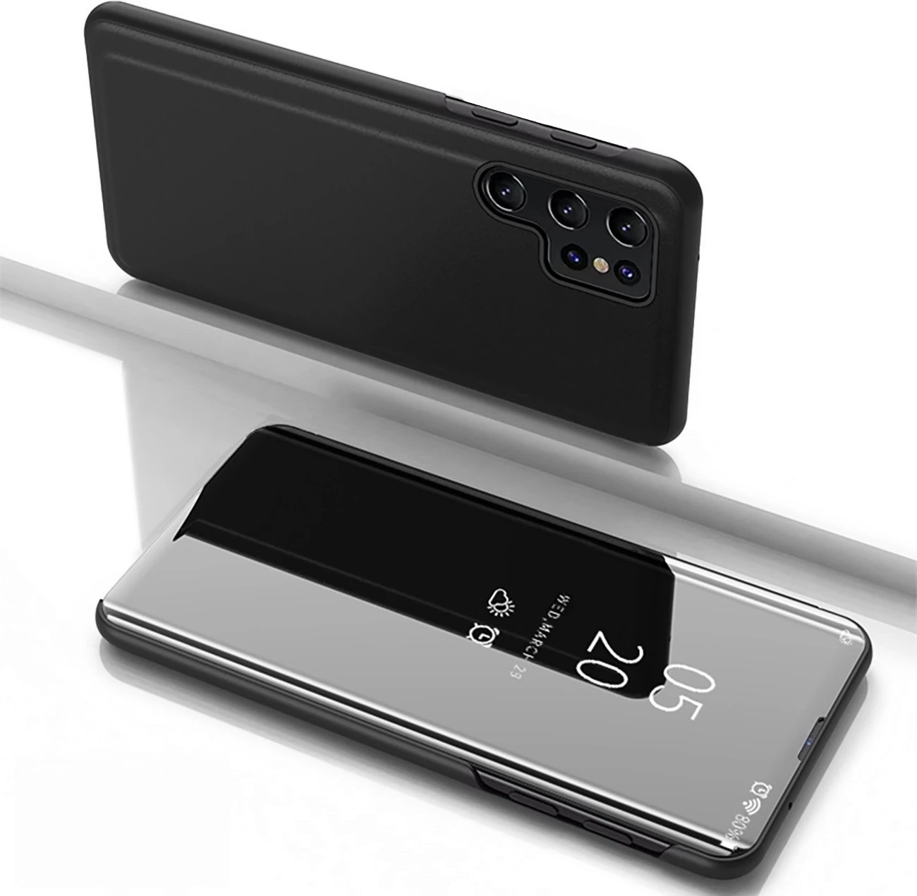 Mbështjellës Hurtel për Samsung Galaxy S25 Ultra Clear View Case, i zi