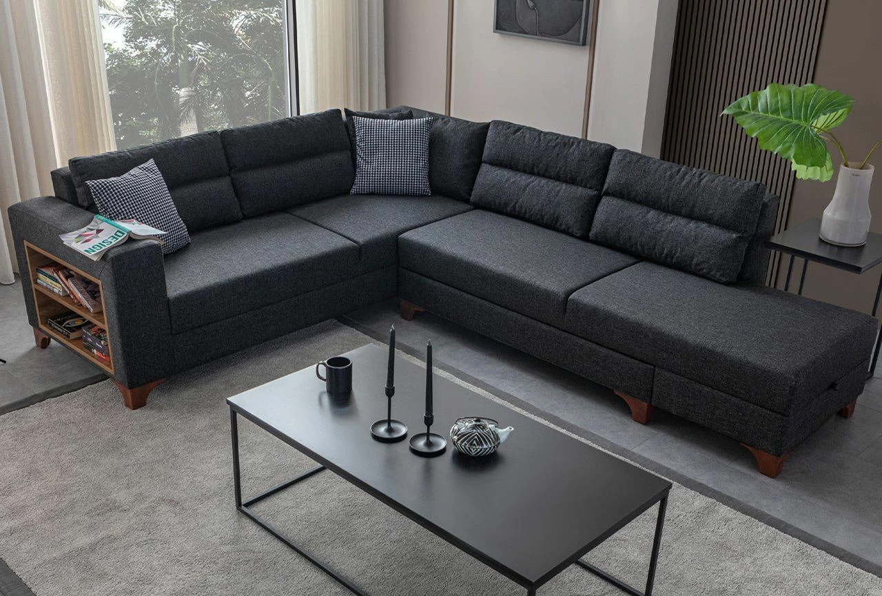 Kënd divan-krevat, ngjyrë antracit, Atelier del Sofa, Tloft majtas