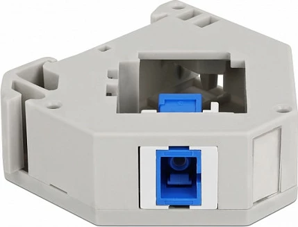 Adapter shinë DIN DeLOCK Keystone SC Simplex F-F, 60.1×59.4×21.6 mm, blu/gri/bardhë