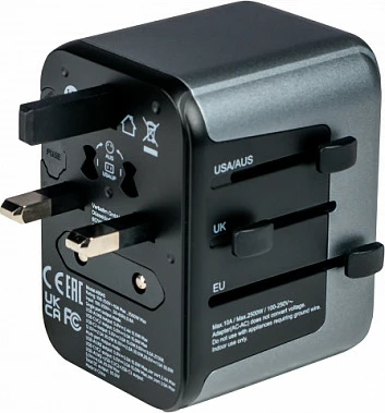 Adapter universal udhëtimi Verbatim UTA-03, 2x USB-A, 3x USB-C, 2500W, i zi