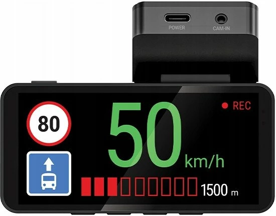 Kamerë regjistruese për veturë Navitel R87 GPS 2.7K, 150°, 3.7\", Wi‑Fi, microSD deri 256GB, e zezë/argjendtë