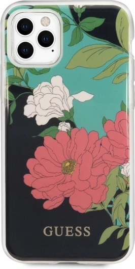 Mbështjellës Guess GUHCN65IMLFL01 për iPhone 11 Pro Max, Flower Collection, zi