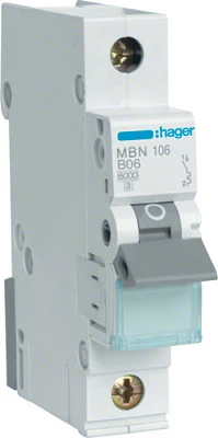 Siguresë automatike Hager MBN106, 1P, B 6A, 6kA, 1 Modul