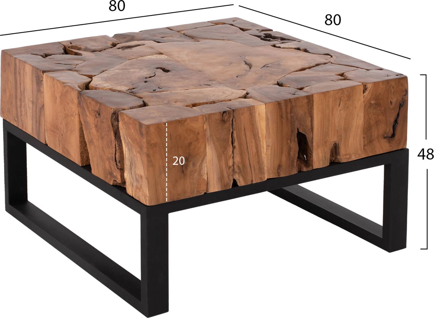 Tavolinë kafeje katrore, ngjyrë druri natyral, FH9354, 80x80x48H