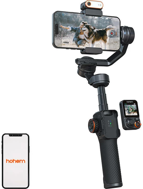 Gimbal Hohem iSteady M7 për smartfonë, me ekran të ndashëm dhe AI Tracker, i zi