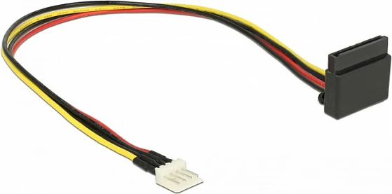 Kabllo adapter energjie DeLOCK 85511, Floppy 4-pin në SATA 15-pin, 0.3 m, 90°, e zezë/kuqe/verdhe