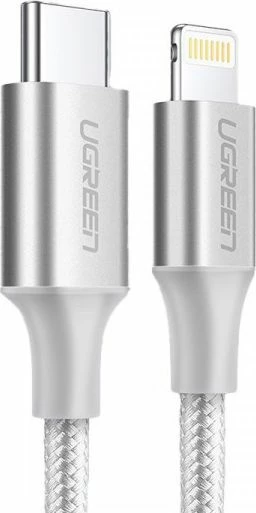 Kabëll Ugreen 107697 USB-C në Lightning MFi 1 m 3A/36W, Argjendtë