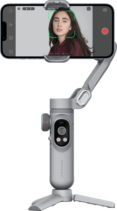 Gimbal për celular AOCHUAN Smart X Pro Standard, 3-bosht, 3200 mAh, OLED, karikim pa kabllo, me tripod, gri
