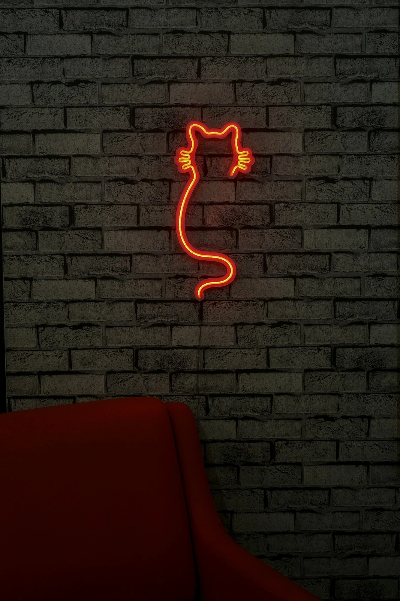 Dritë murale dekorative LED, formë mace, plastike, ngjyrë e kuqe