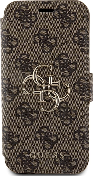 Mbështjellës Guess 4G Metal Logo për iPhone 15 Pro Max, kafe
