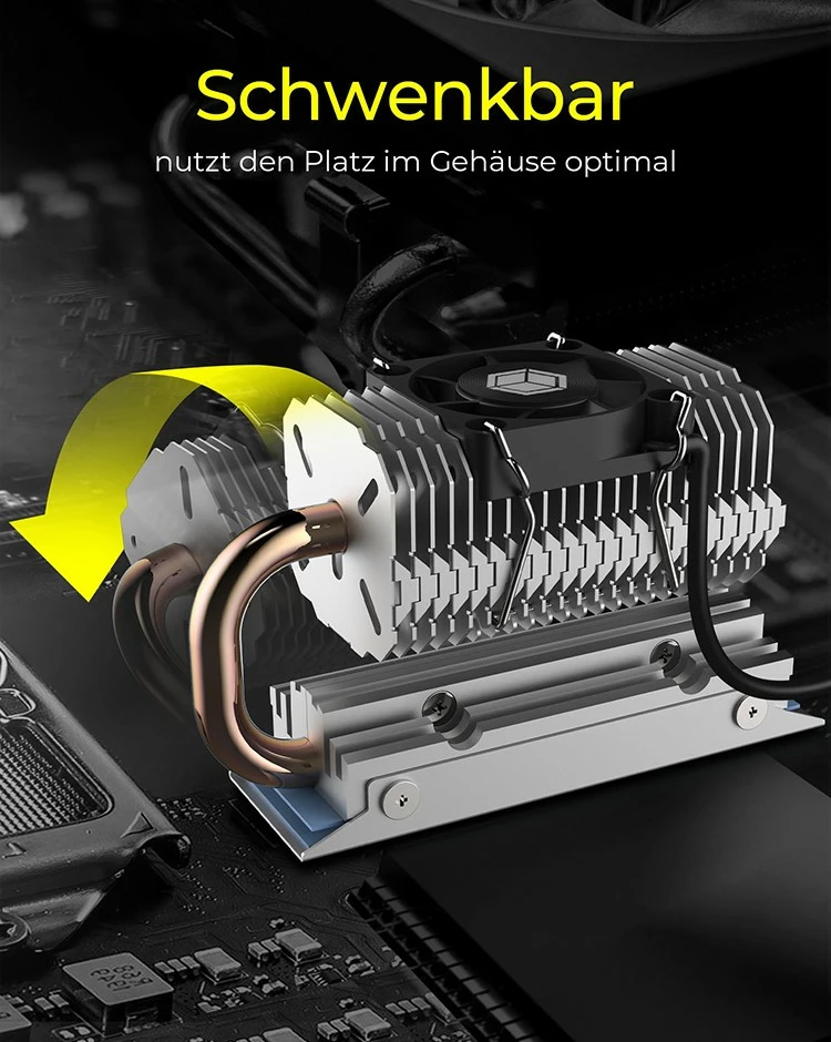 Heatsink SSD ICY BOX IB-M2HSF-705, 30mm fan, 8500 RPM, argjend