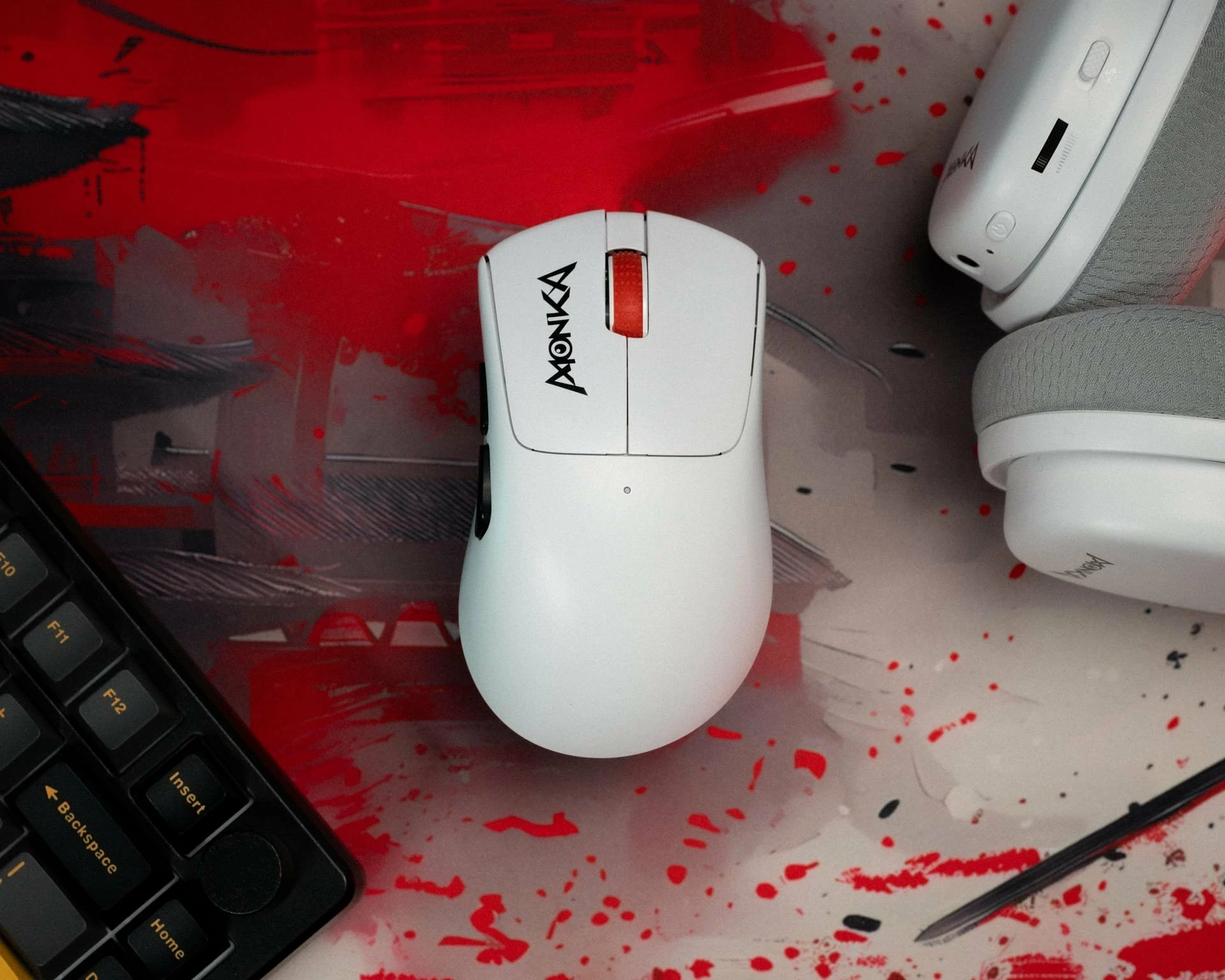 Maus gaming Marvo Monka Rapid G982W 12000 DPI me 3 mënyra lidhjeje (BT/2.4G/USB) i bardhë