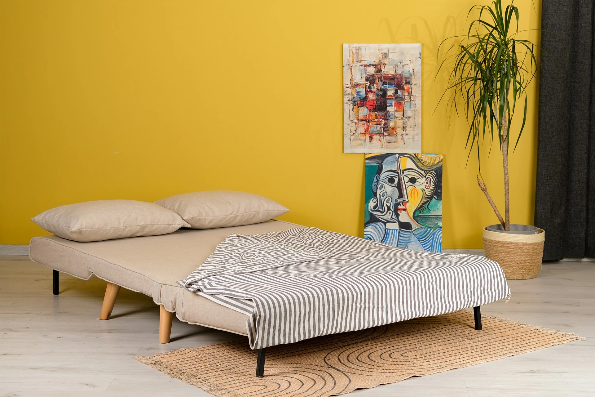 Divan-krevat dy ulëshe, ngjyrë krem, Folde 2-Seater