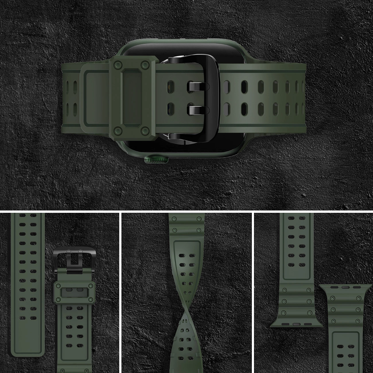 Rrip për Apple Watch Hurtel Strap Triple Protection, TPU, për seri 1-9 & SE (38/40/41mm), Gjelbër