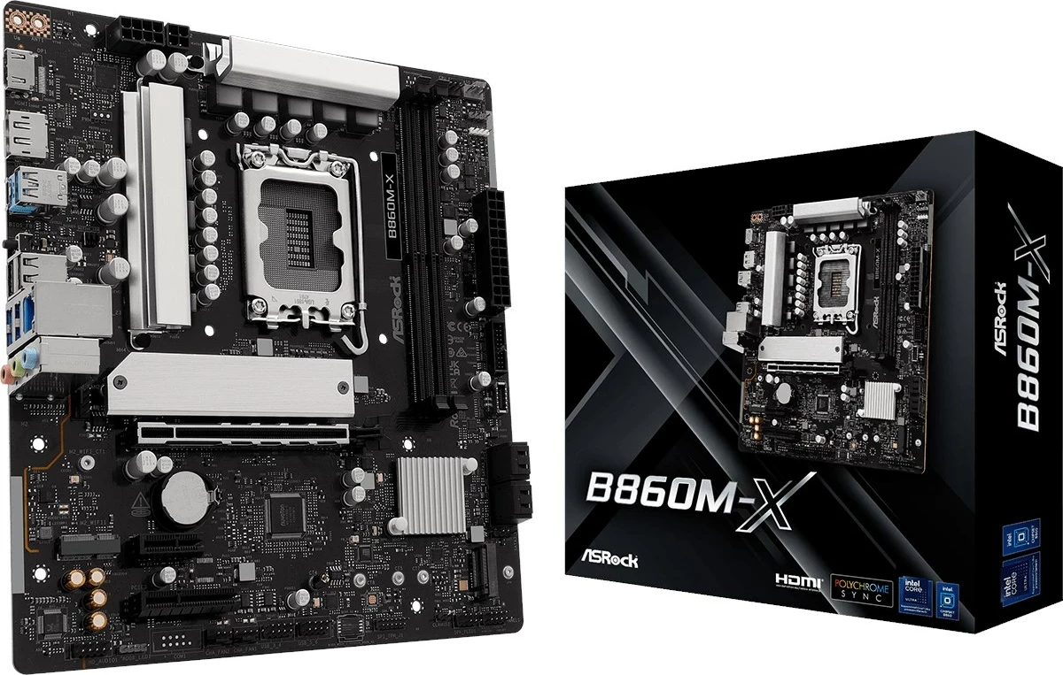 Pllakë amë ASRock B860M-X, micro ATX, Socket 1851, 128 GB, E zezë